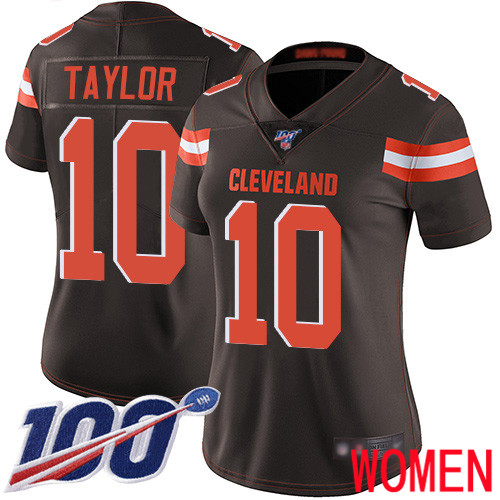 Cleveland Browns Taywan Taylor Women Brown Limited Jersey #10 NFL Football Home 100th Season Vapor Untouchable